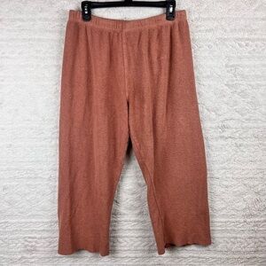 SPIRITUAL GANGSTER Linen Terry Cloth Brown Wide Leg Crop Pull On Pants Sz Large